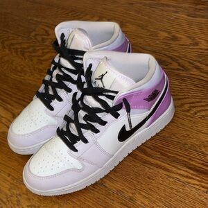 Nike Air Jordan 1 Mid Lavender and White Shoes
